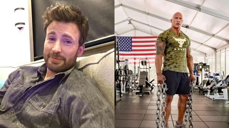 Sexiest Man Alive Chris Evans Shares Bts Photos Of Red One With Dwayne Johnson India Times Of