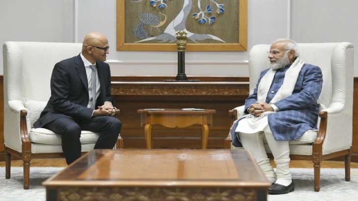 Microsoft CEO Satya Nadella meets PM Modi in New Delhi
