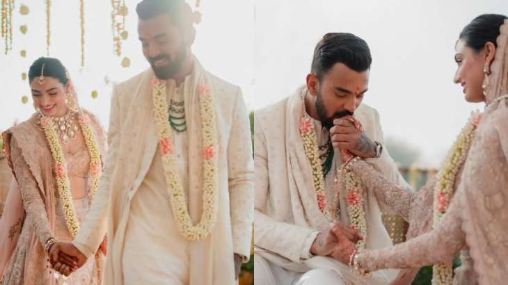 Athiya Shetty, KL Rahul’s FIRST PHOTOS as married couple go viral; beautiful bride stuns in chikankari lehenga