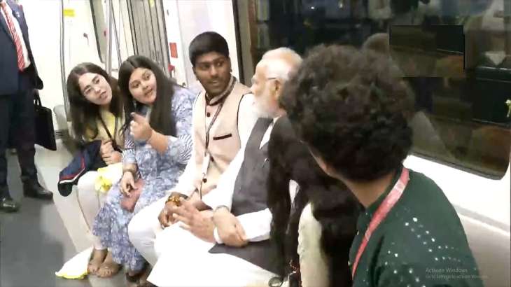 PM Modi took a metro ride on the newly constructed track