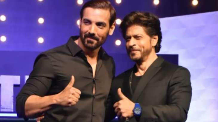 Shah Rukh Khan kisses John Abraham during Pathaan PC; latter’s witty reply to ‘SRK back’ wins heart