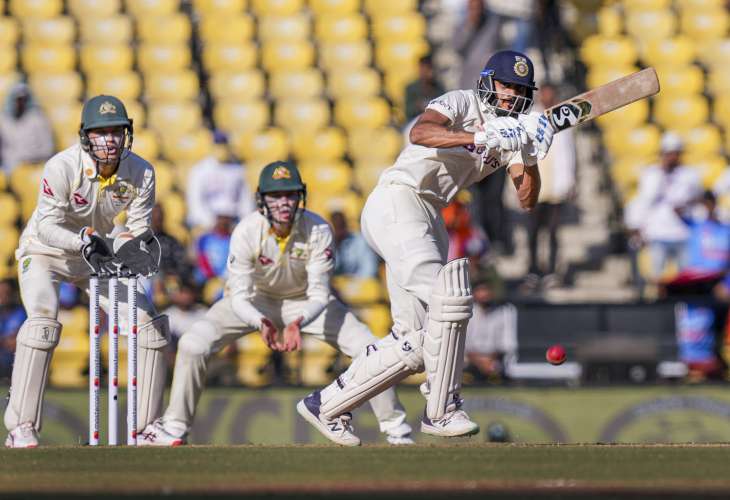 Axar Patel in action during Day 2 of 1st Test