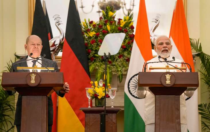 PM Modi with German Chancellor Olaf Scholz.