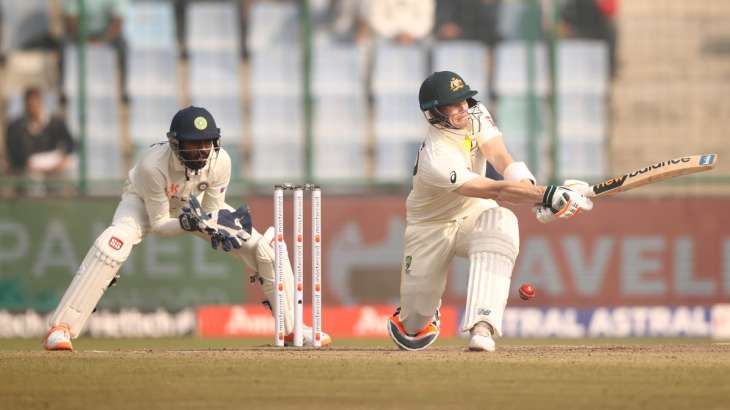 Steve Smith in action in the second Test against India