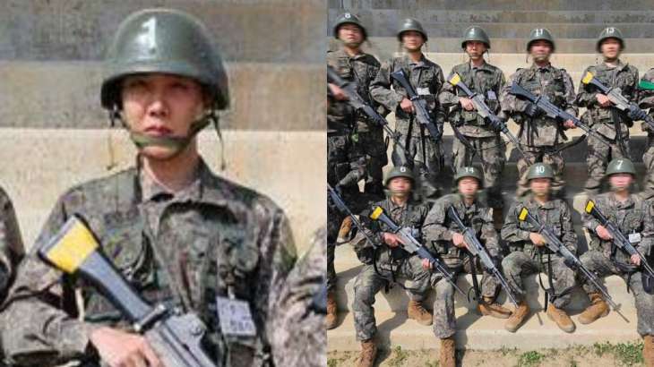 J-Hope took gun training with the soldiers of the military camp.  see photos