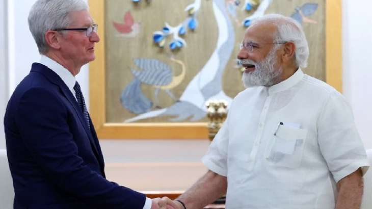 Tim Cook meets PM Modi in New Delhi