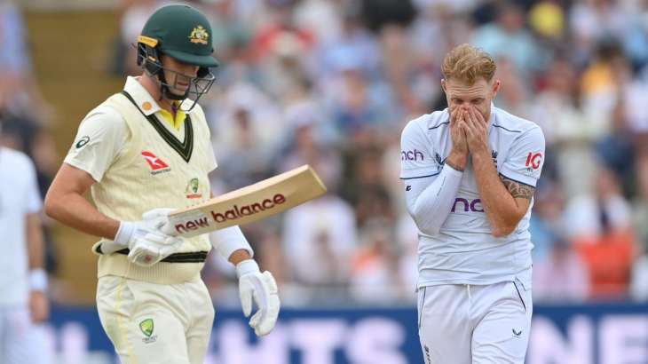 Ben Stokes and Pat Cummins during Edgbaston Test