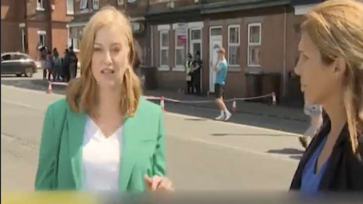 Woman interrupts a live news broadcast on Nottingham