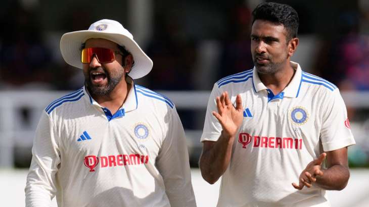 Rohit Sharma and Ravi Ashwin during the Roseau Test