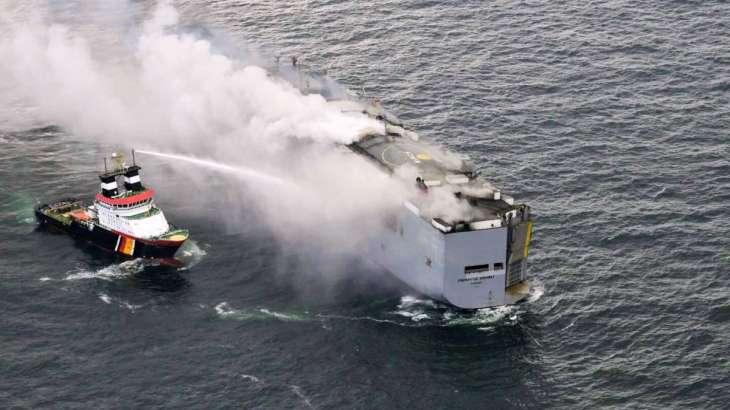 Ship carrying 3,000 cars catches fire off the Dutch coast