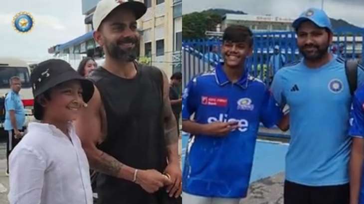 Virat Kohli and Rohit Sharma lead the fans in Trinidad