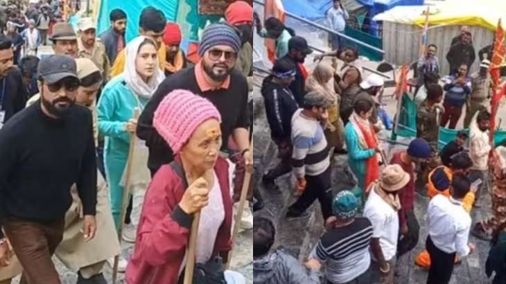 Sara Ali Khan with other pilgrims during the Amarnath yatra in Kashmir.
