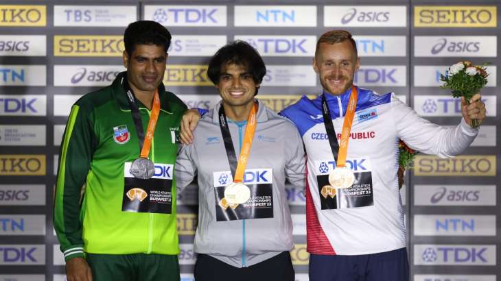 Arshad Nadeem, Neeraj Chopra and Jakub Vadlejch