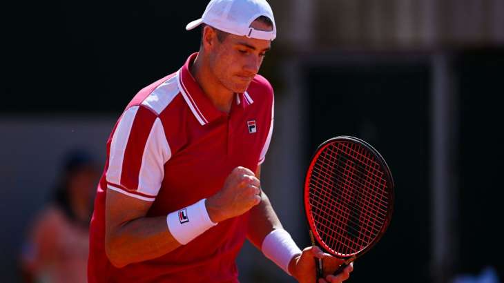 John Isner during the French Open first round game in May