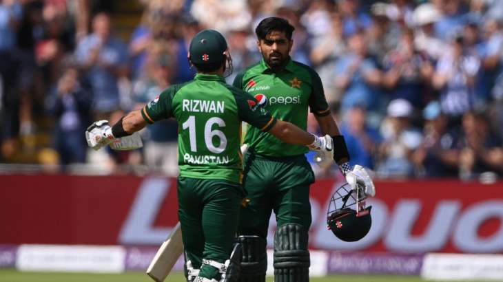 Pakistan's Babar Azam and Mohammad Rizwan during the ODI