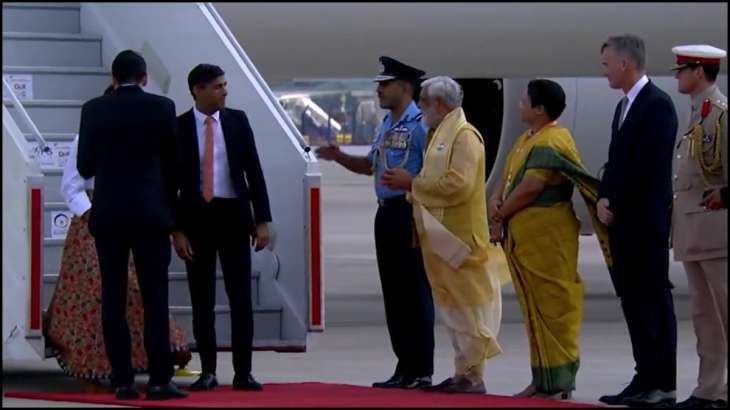 British PM Rishi Sunak after his arrival in New Delhi for