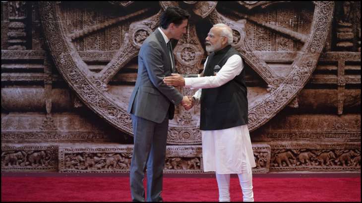 PM Modi with his Canadian counterpart Justin Trudeau at the