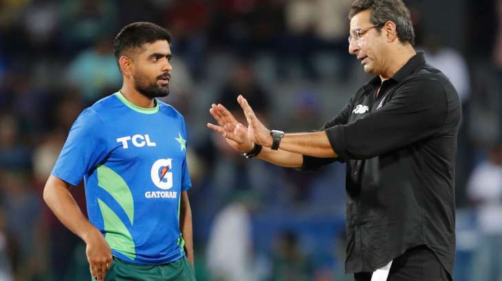 Babar Azam and Wasim Akram during Asia Cup tournament in