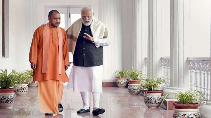 Prime Minister Narendra Modi with Uttar Pradesh Chief