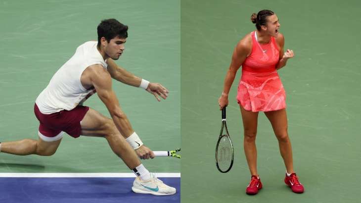 Carlos Alcaraz (left) and Aryna Sabalenka (right)