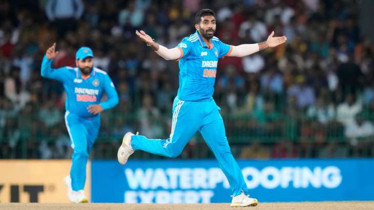 Jasprit Bumrah celebrates a wicket against Sri Lanka in