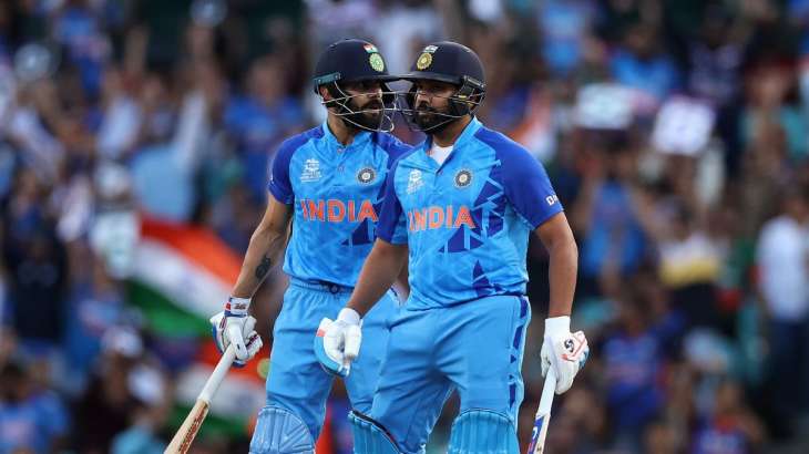 India batters Virat Kohli and Rohit Sharma during T20 World