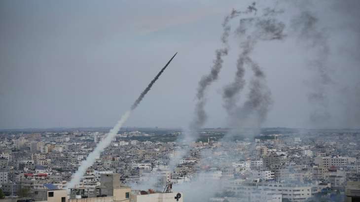 Rockets launched by Palestinian militants from the Gaza