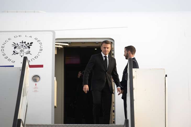 France president Emmanuel Macron arrives in Tel Aviv