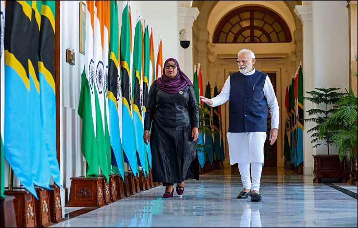 Prime Minister Narendra Modi with Tanzanian President Samia