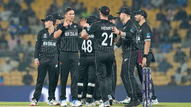 New Zealand team celebrating win over Afghanistan on