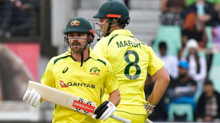 Travis Head and Mitchell Marsh during T20I series against