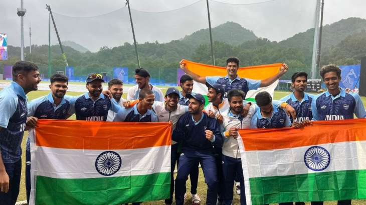 India men's cricket team after winning Gold in Asian Games