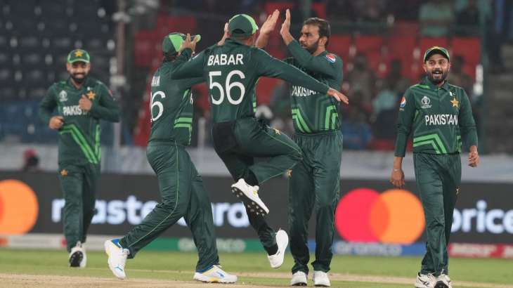 Pakistan cricket team celebrating against Netherlands in