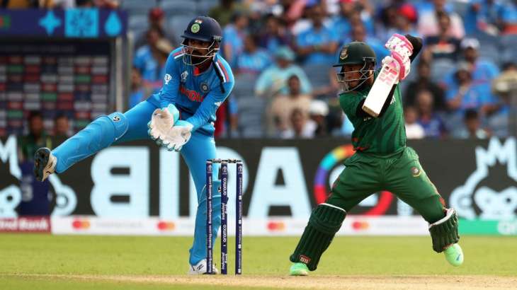 Mushfiqur Rahim batting at MCA Stadium in Pune.