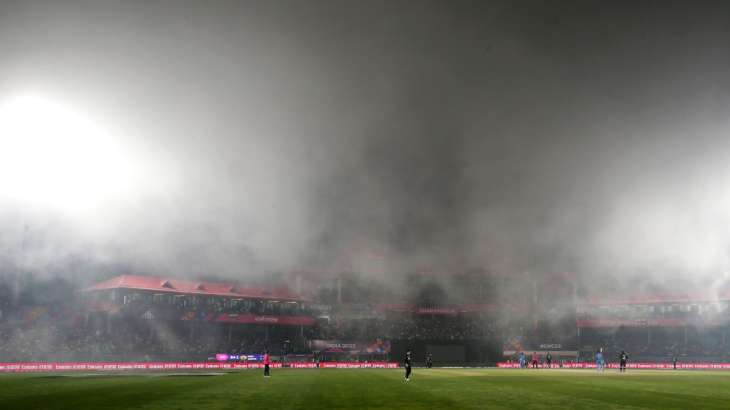 Fog interrupting India vs New Zealand World Cup 2023 clash in Dharamsala.