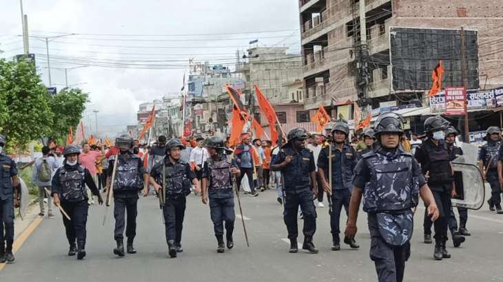 A large number of police were deployed in Nepalgung to ease