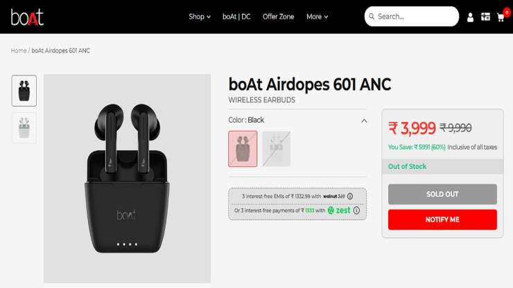 boat airdopes 601 price