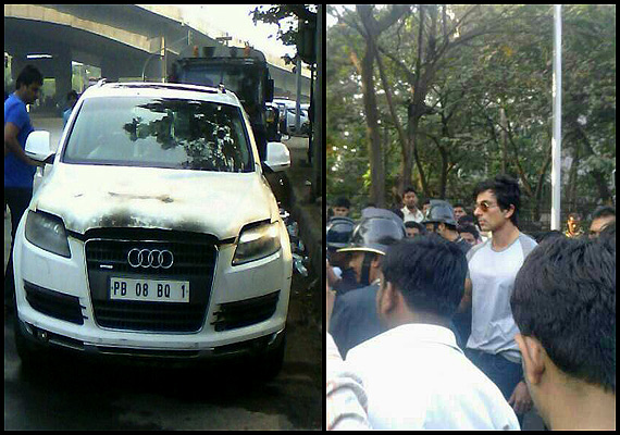 sonu sood s car catches fire view pics