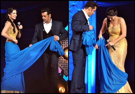 Salman Khan Sexy Video Porn - Salman Khan gives 'saree' lessons to hot Sunny Leone (see pics) | Bollywood  News â€“ India TV| page 3