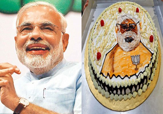 Modi celebrates 66th birthday with 'Tallest Pyramid Cake'