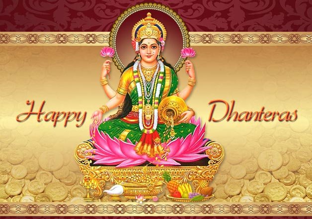 Dhanteras festival of india celebration greeting card posters for the wall  • posters gold, flames, love | myloview.com