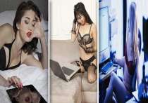 Busty webcam girl's sex show