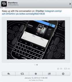 blackberry uses iphones to tweet from official account