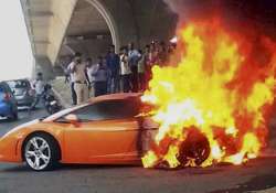 watch lamborghini gallardo worth rs 2.5 crore catches fire on busy road in delhi