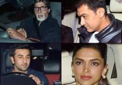 gunday special screening big b aamir ranbir and deepika attend the do see pics