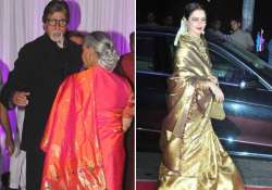 amitabh jaya rekha grace shatrughan sinha s son kussh s wedding reception see pics