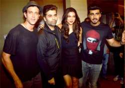 deepika arjun karan hrithik s crackling bond at finding fanny screening see pics