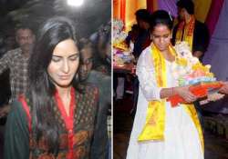 katrina gets a cold shoulder from salman s sisters at ganesh chaturthi celebrations view pics