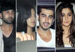 love birds ranbir katrina and alia arjun spotted at karan johar s impromptu bash view pics