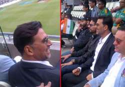 once upon a time in edgbaston...akshay kumar hits a six at india pakistan view pics